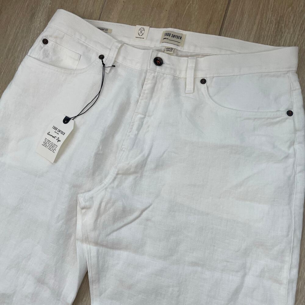 Todd Snyder NWT White Vintage Straight Fit 5-Pocket Linen Pants Men's 33/32 - Picture 6 of 14